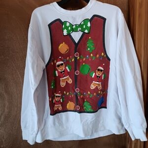 MAD Engine Black and Red Logo Tag Sweatshirt Of A Christmas Vest